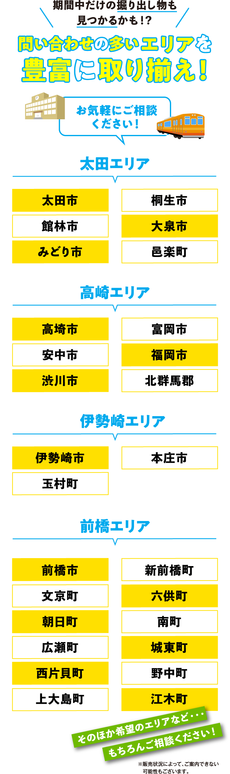 土地の問い合わせの多いエリアを豊富に取り揃え