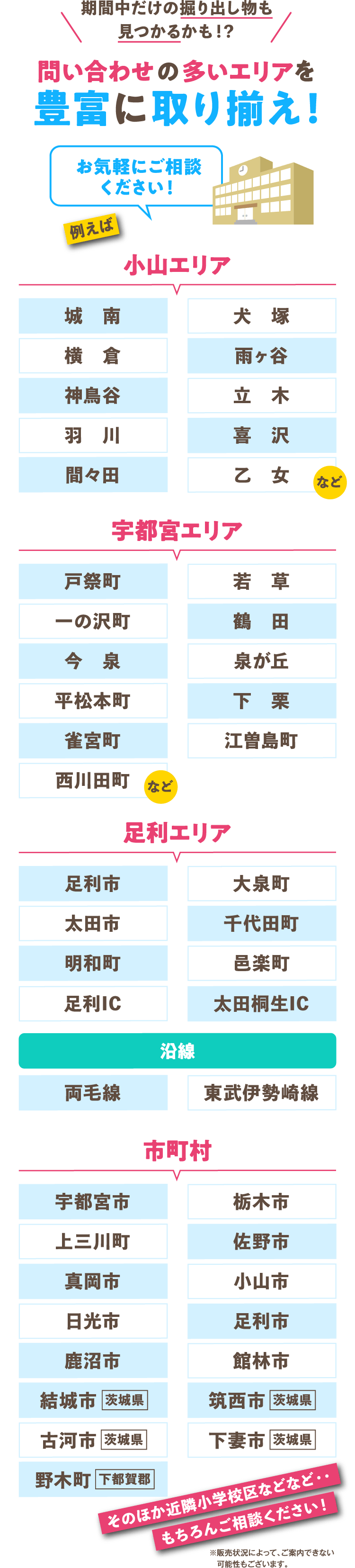 土地の問い合わせの多いエリアを豊富に取り揃え