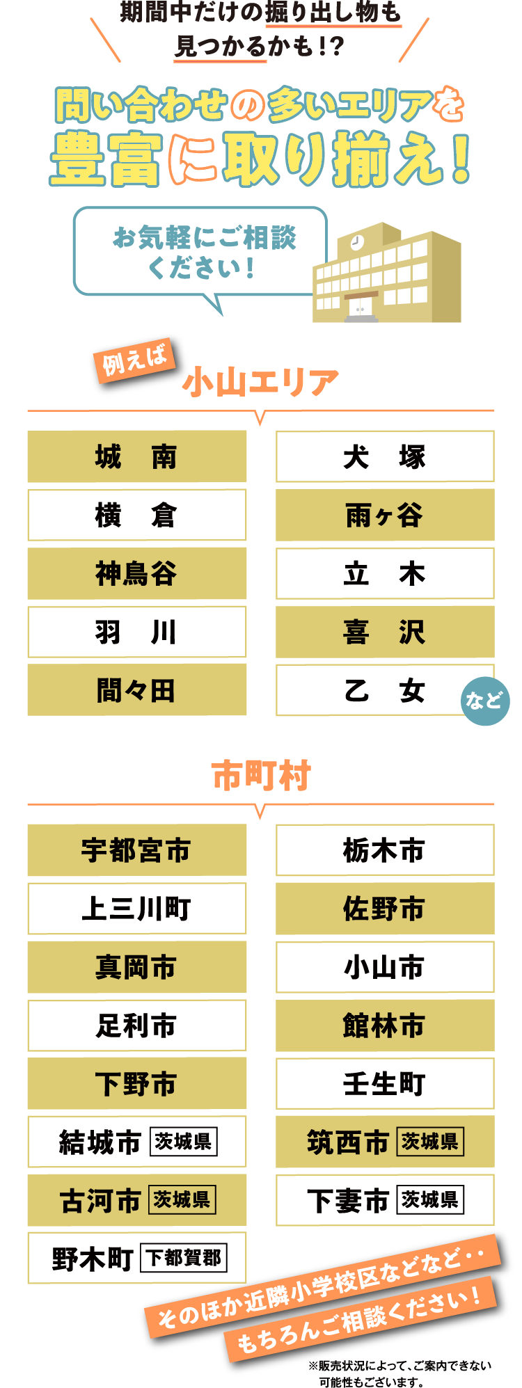 土地の問い合わせの多いエリアを豊富に取り揃え